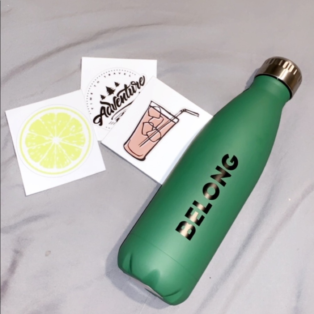 18 oz steel insulated water bottle & stickers